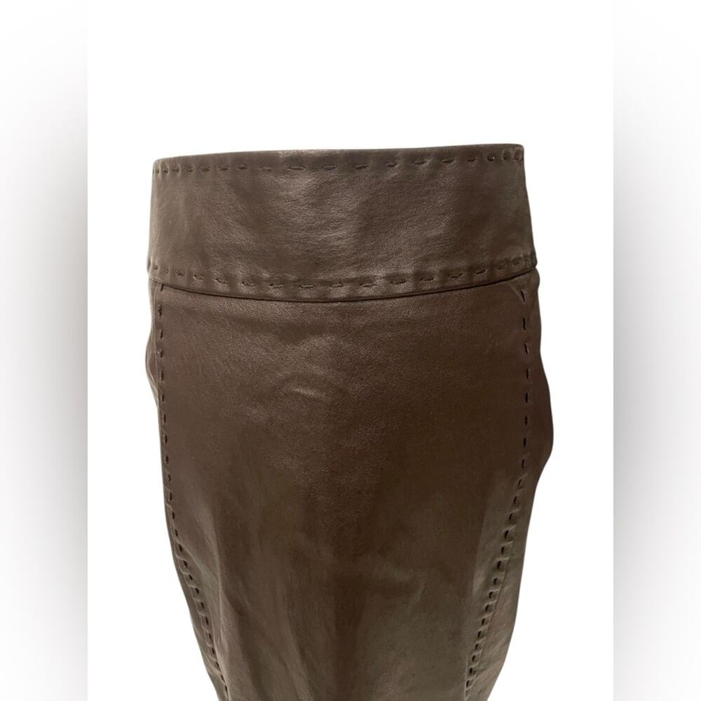 KITON Woman Dark Brown Faux Leather Skirt Size:46 - Picture 4 of 11